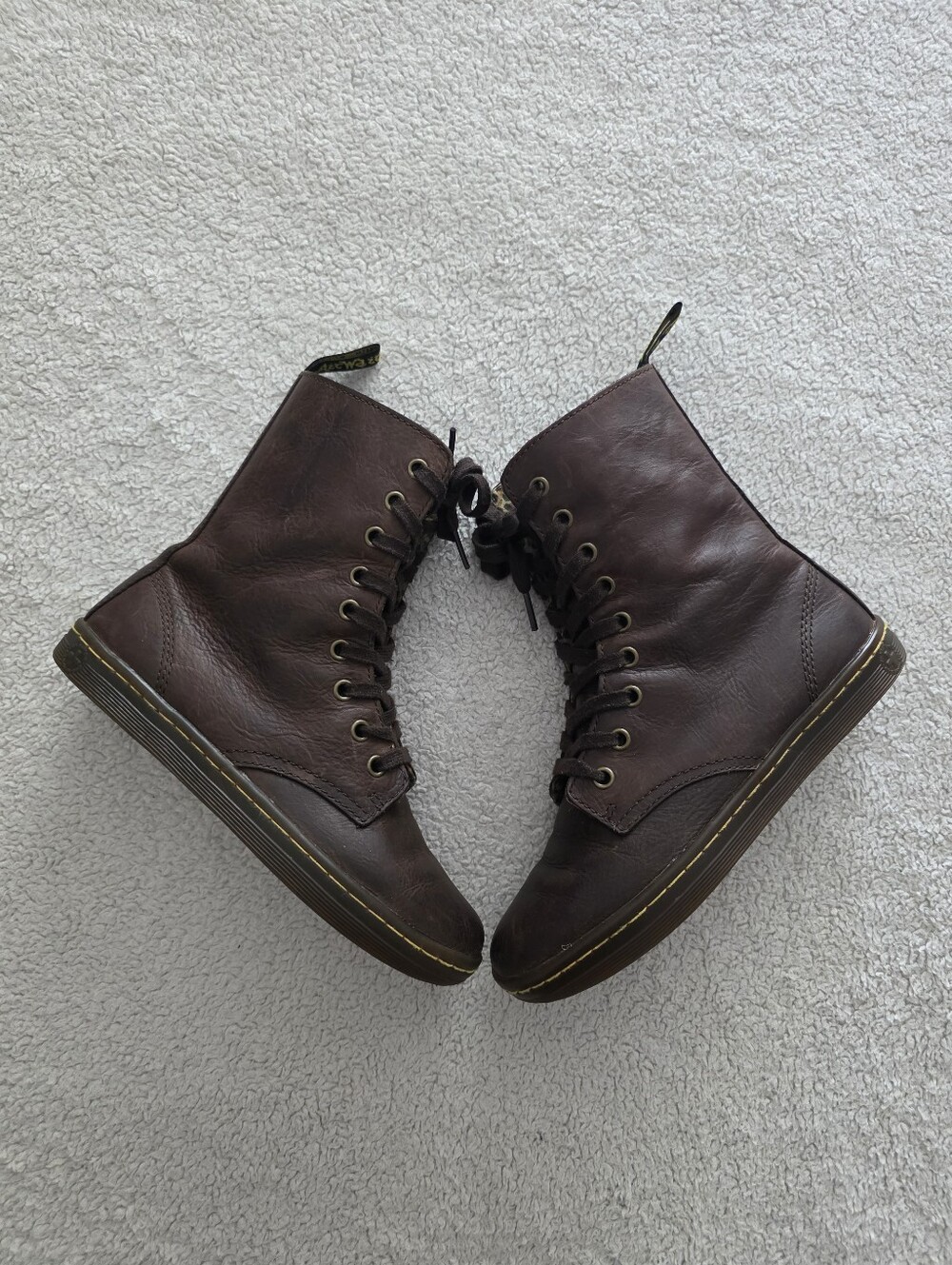 Dr. Martens Stratford 9-Eye Fold Down Boots, Women's Size 6, GUC - Brown